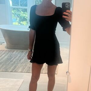 Black puffed sleeve dress